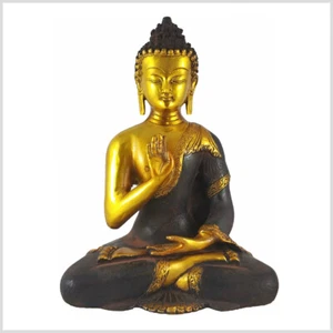 Segnender Buddha 28cm 3,3kg Schutzgeste - Messing Nepal Abhaya Mudra Buddhismus - Picture 1 of 4