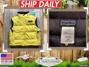 Patagonia Boys Kids Down Insulated Puffer Vest Yellow Sleevless 2XS XXS Pockets - Picture 1 of 11