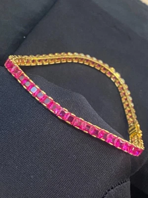 Square Ruby Women Tennis Bracelet in Silver With GB lock , Gift For Anniversary, - Image 1 of 4