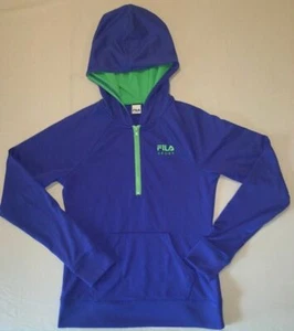 Fila Sport Girls Hoodie Quarter Zip Blue Green Pullover Sweatshirt M 10-12 - Picture 1 of 5