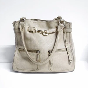 Cole Haan Ivory Pebble Belted Leather Tote Hobo Handbag Purse - Picture 1 of 11