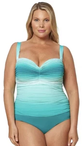 Bleu Rod Beattie Plus Size Shirred One-Piece Swimsuit, Bandeau sea Dive,22W - Picture 1 of 5