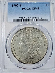 1902-S $1 Morgan Silver Dollar PCGS XF45 - Picture 1 of 4