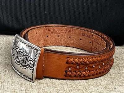 Cinturón Streets Ahead Cuero Marrón 54043 Estilo Occidental Hebilla Plateada Talla S @1995 Foto 1 de 4