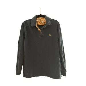 Burberry London Herren Langarm Poloshirt dunkelblau klassisch kariert Gr. M - Bild 1 von 9