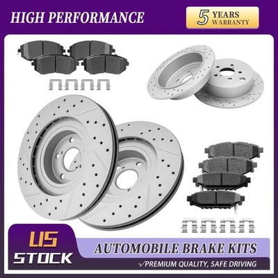 Front Rear Drilled Rotor Ceramic Pad For Subaru Impreza Forester Legacy Outback - Image 1 of 4