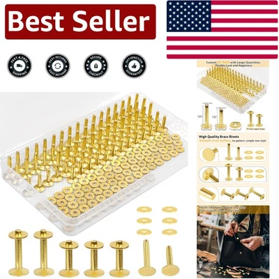 154 Pcs Brass Rivets Kit - Smooth, Pattern-Free Rivets for Leather Crafting - Image 1 of 4