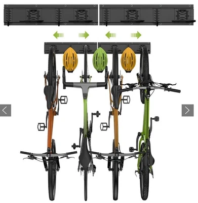 Soporte de montaje en pared para bicicleta que ahorra espacio para 4 bicicletas y 3 ganchos para casco - Housolution - Imagen 1 de 4