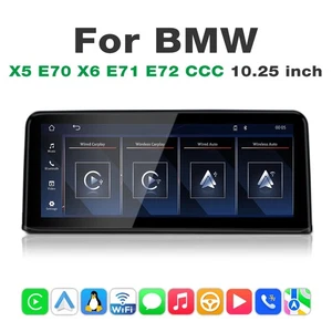 Radio de coche multimedia Linux de 10,25"" CarPlay para BMW X5 E70 X6 E71 navegación Bluetooth - Imagen 1 de 12