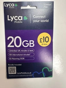 carte sim lycamobile avec crédit (10€ groupée) Pay As You Go Lyca Mobile - Photo 1 sur 1
