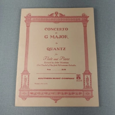 Quantz Concerto in G Major for Flute & Piano by Wummer ~ Southern Music Company - Image 1 of 4