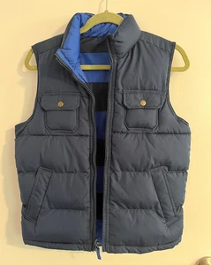 Gap Kids Solid Blue and Blue &Striped Reversible Vest w/Pockets, Full Zip,Size L - Picture 1 of 6