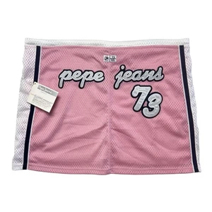Pepe Jeans London Skirt Womens Sz M Pink White Mesh Mini Vintage Y2K Deadstock - Picture 1 of 8