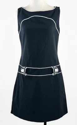 La Belle USA Vintage Junior Mod Style Shift Dress Black With White Trim Size 9 - Image 1 of 4