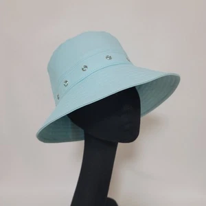 Womens Bucket Hat In Aqua Blue with Eyelet Hat Band, Sun Hat, Sun Visor - Picture 1 of 11