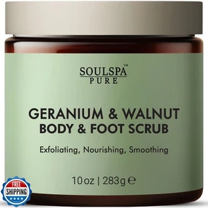 SOULSPA PURE Geranium and Walnut Body and Foot Scrub | Nourishing and Smoothi - Picture 1 of 5