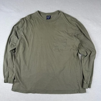 Camiseta De Colección Gap Para Hombres Grande Verde Salvia Bolsillo Camiseta Hecha en EE. UU. Manga Larga Foto 1 de 4