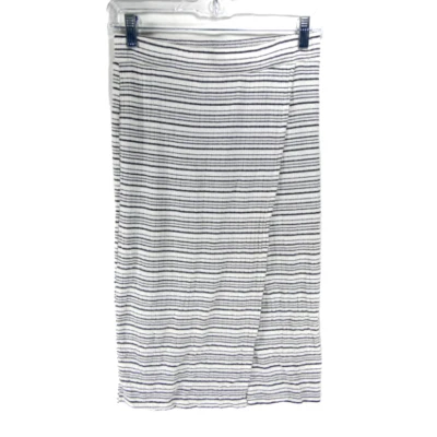 Falda lápiz con abertura acanalada a rayas M 26x25,5 negra blanca casi famosa para mujer Foto 1 de 4