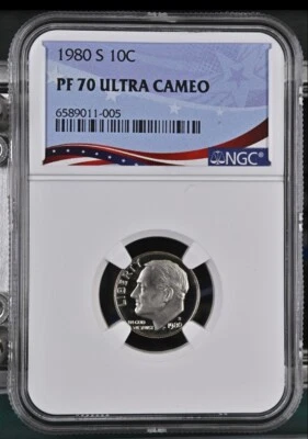 1980-S Proof Roosevelt Dime Ultra Cameo NGC PF 70 - Image 1 of 2
