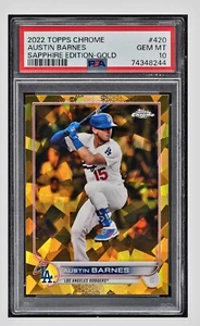 2022 ⚾ Austin Barnes Topps Chrome Sapphire Edition GOLD /50 L.A. Dodgers PSA-10 - Picture 1 of 3