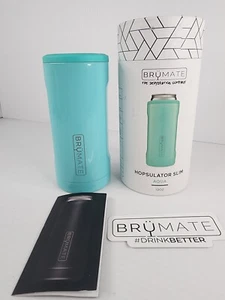 Brumate Hopsulator Slim Insulated Can Cooler in Glitter Aqua *NEW* - Picture 1 of 4
