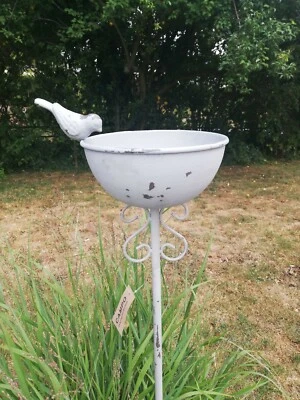 Dekorative Vogeltränke Vogelbad Futterstelle Antik look, Shabby grau D14,5 cm - Bild 1 von 4