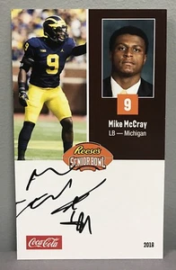 Tarjeta de fútbol americano firmada por Mike McCray 2018 Senior Bowl automática Michigan Wolverines - Imagen 1 de 2