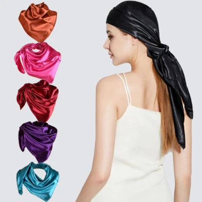 Square Satin Scarf Silk Feel Head Neck Wrap Scarves Shawl Solid Color Scarf ☆ - Image 1 of 4