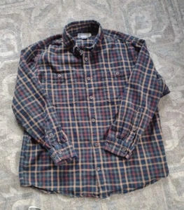 Duluth Trading Co Mens L 100% Cotton Free Swingin Relaxed Fit Flannel Shirt Thic - Picture 1 of 7