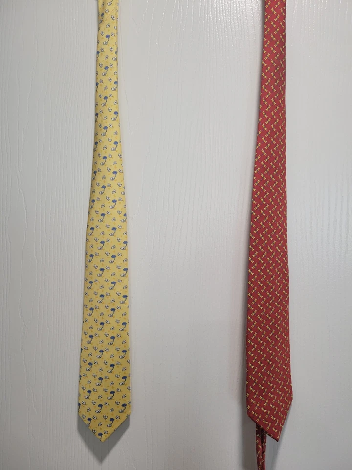 BROOKS BROTHERS Pura Seda Clásica 2 Corbatas Divertido Patrón Ovejas y Libélulas  Foto 1 de 4