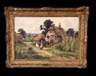 ANTIQUE OIL PAINTING BRITISH ARTIST HENRY H. PARKER OLD ENGLISH FARM 1858-1930