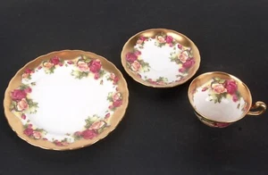 Royal Chelsea Golden Rose 3 Pc Set Plate Teacup Saucer Fine Bone China England - Picture 1 of 12