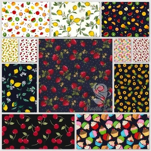 Fruits Fabric Kids Juicy Fruits Print 100% COTTON Children prints per Half Metre - Picture 1 of 30