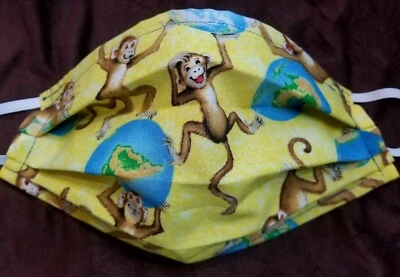 Monkey Mask World  Lined Wired Elastic ear Bands yellow - Image 1 of 2