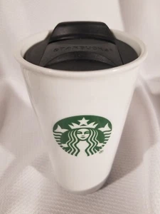 Starbucks Ceramic Mug Travel Coffee Tumbler Cup w/Lid 10oz Mermaid Logo - Picture 1 of 9
