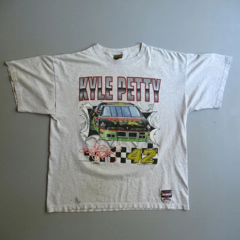VTG 90s 1993 NASCAR #42 Kyle Petty Mellow Yellow Print Tee T Shirt Distressed xl Cover