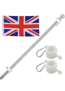 5 Fuß Fahnenmast-Kit für Outdoor Garten Hof mit 1 Stück UK Flagge (ohne Halterung) - Bild 1 von 5