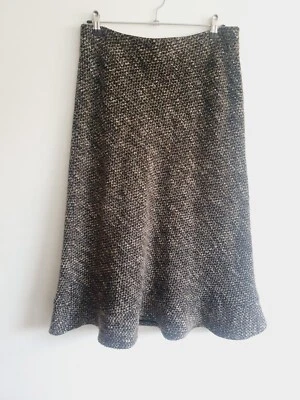 Hobbs Flared Skirt Size 16 Wool Blend Textured Lined Brown & Cream - Image 1 of 4