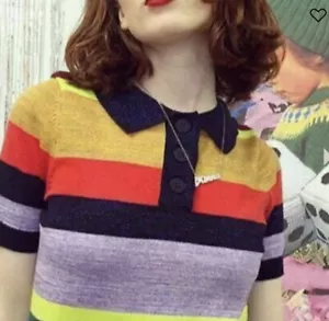 Gorman Tina Sparkle Stripe Knit Polo Shirt Dress - Picture 1 of 8