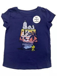 Peanuts Toddler Girls Short Sleeve Blue Snoopy Doghouse Short Sleeve T-Shirt - Picture 1 of 2