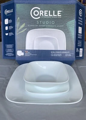 Corelle Square Pure White 18 件套餐具套装 — 第 1/3 张图片