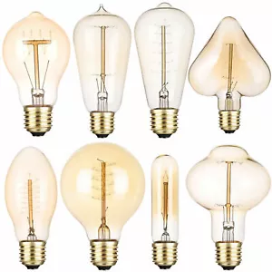 Vintage E27 40W Edison Bulb Filament Light Industrial Decor Warm White Lamps RE - Picture 1 of 12