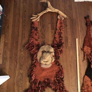 Vtg Monkey Muppet MCM Boho Woven Fiber Art Textile Wall Hanging 70s Handmade 6’ - Picture 1 of 12