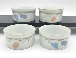 4 Dansk Tivoli Belles Fleurs Blue Peach Floral Indiviual Souffle Bowls - Picture 1 of 7