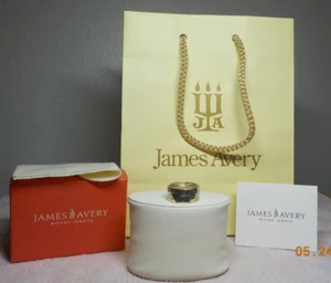 JAMES AVERY STERLING SILVER HAMMERED MARK OF THE CROSS MENS RING SIZE 8 - Picture 1 of 11