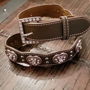 Nocona western scalloped heart youth belt size 24 brown pink N4427044 - Picture 1 of 10