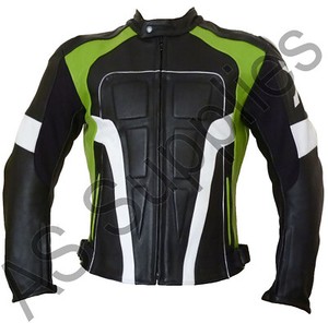 NINJA Leather Motorcycle Biker Jacket - neXus Collection - Kawasaki Green