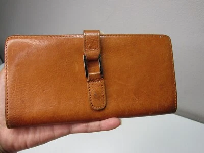 Cartera a presión Wilson de cuero tostado suave Pelle Studio de cuero italiano doble pliegue Foto 1 de 4