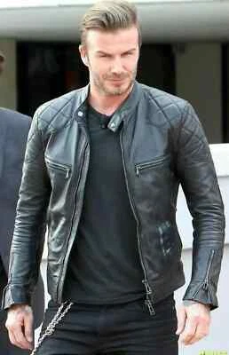 CELEBRITY Nueva Chaqueta de Cuero Negra para Hombre 100% Piel de Oveja Suave Bombardero Chaqueta de Motociclista Foto 1 de 4