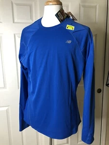 NEW BALANCE NBx MENS NEW XL BIOCOOL LONG SLEEVE RUNNING TOP BLUE - Picture 1 of 12